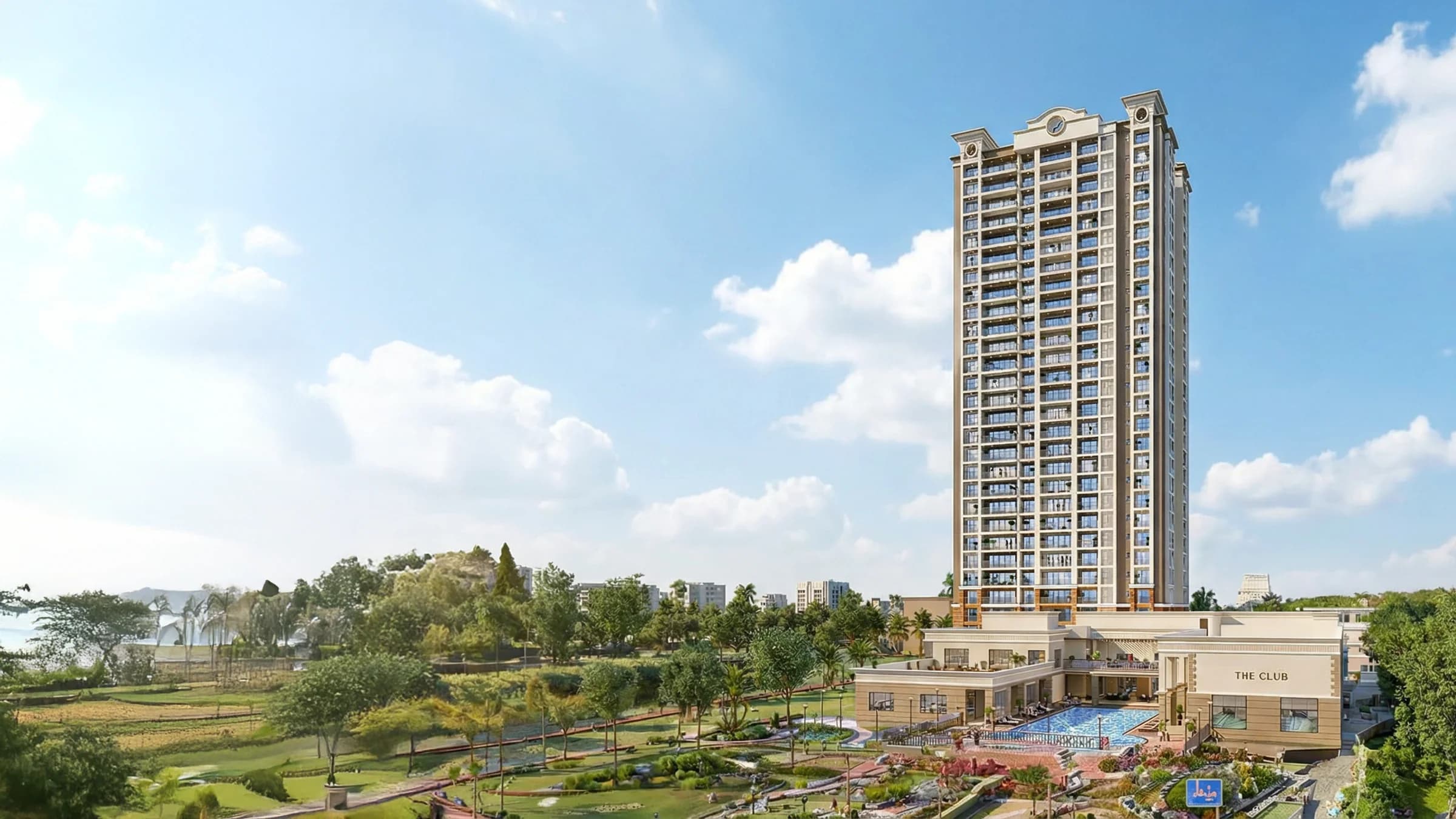 Anandam World City township — landscaped open spaces aerial view
